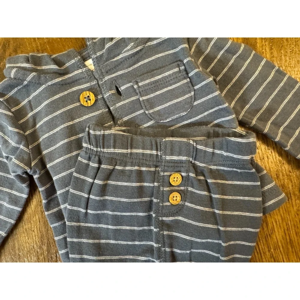 Carters Preemie Baby Outfit Boy 3 Piece Set Bodysuit Pants Jacket Button Striped